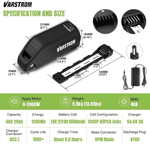 Ebike Battery 48V25Ah, Lightweight 48V Lithium Battery with 40A BMS for 500W 750W 1000W 1500W Bafang &Other Ebike Conversion Kit in Kuwait
