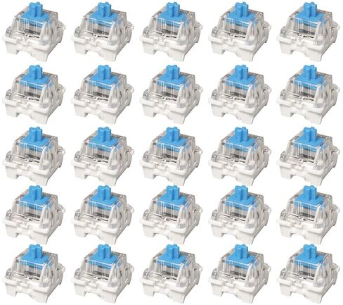 25 مفتاح لوحة مفاتيح ميكانيكية Clicky Blue مكونة من 3 سنون، ومفاتيح RGB مشحمة مسبقًا ومتوافقة مع MX للإصلاح، والإنشاءات المخصصة، والكتابة، والألعاب، ومشاريع النقر المطبوعة ثلاثية الأبعاد in Kuwait