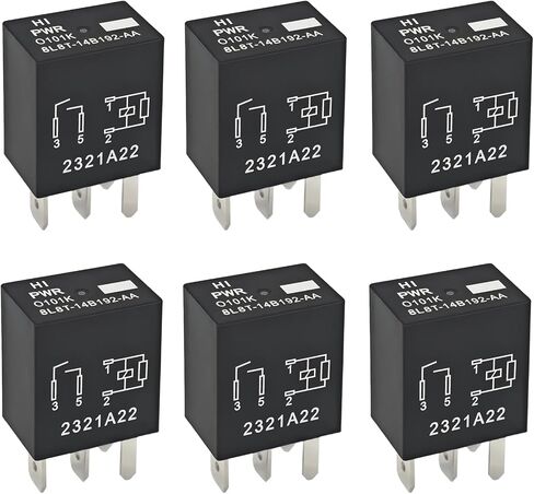 6PCS 8L8T-14B192-AA 12V 40A 4-Pin High-Power Relay - Compatible with Ford Edge 2011-2016, Fusion 2013-2020, F-150 2014 - Replaces 8T2T-14B192-AA/AB, 8L8Z-14N089-A, RY-966, 1R2372 in Kuwait