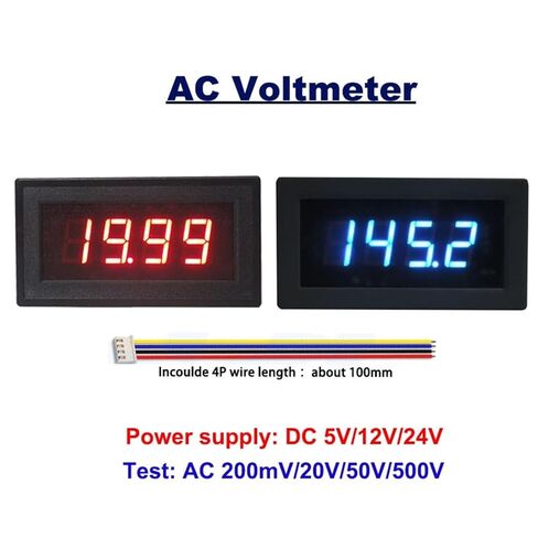 1 قطعة YB5135B 3 1/2 LED الفولتميتر الرقمي AC 200mV 2V 20V 200V 500V الجهد متر كاشف الجهد الكهربائي اختبار لوحة قياس فولت (أحمر، AC200mV، مصدر الطاقة DC12V) in Kuwait