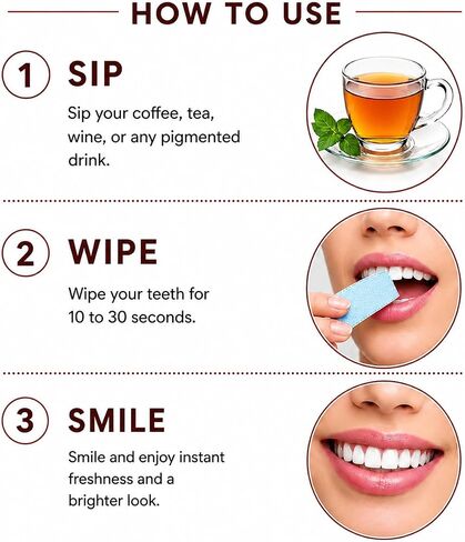 Coff-Off Teeth Whitening Wipes - Cool Mint Flavor - 24 Wipes | Removes Coffee and Tea Stains, Enamel Safe, Ideal for Bathroom or Travel - Comparable To Teeth Whitening Strips in Kuwait