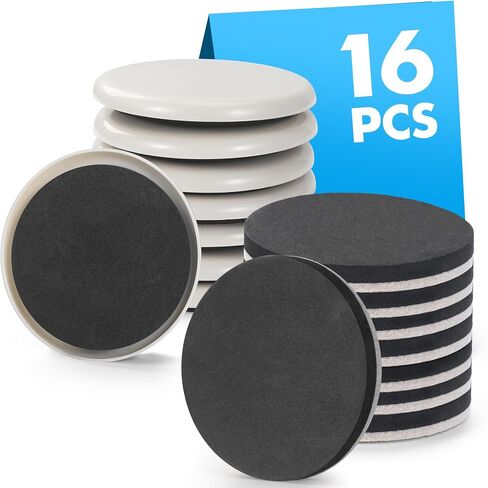 16-Pack Furniture Sliders for Hardwood Floors & Carpet, Save 80% Effort Safely and Easily, The Glide Tool Set for Heavy Furniture and Appliances, Reusable Moving Pads (8 Plastic & 8 Felt, 3.5" Slider) in Kuwait