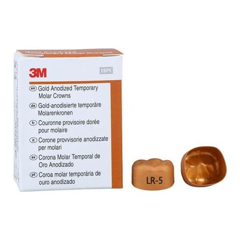 3M Solventum 940345 Unitek Crowns Gold Anodized 1st Molar #5 Lower Right 5/Bx in Kuwait