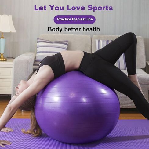 Yoga Exercise Ball, 25in /65cm-Balance Pregnancy Ball with Pump for Stability、Fitness, Heavy Duty Swiss Ball for Pilates, Muscle Training in Gym/Home/Rehabilitation in Kuwait