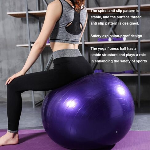 Yoga Exercise Ball, 25in /65cm-Balance Pregnancy Ball with Pump for Stability、Fitness, Heavy Duty Swiss Ball for Pilates, Muscle Training in Gym/Home/Rehabilitation in Kuwait