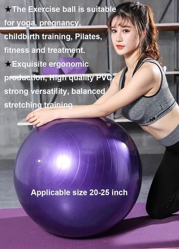 Yoga Exercise Ball, 25in /65cm-Balance Pregnancy Ball with Pump for Stability、Fitness, Heavy Duty Swiss Ball for Pilates, Muscle Training in Gym/Home/Rehabilitation in Kuwait