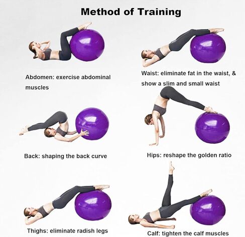 Yoga Exercise Ball, 25in /65cm-Balance Pregnancy Ball with Pump for Stability、Fitness, Heavy Duty Swiss Ball for Pilates, Muscle Training in Gym/Home/Rehabilitation in Kuwait