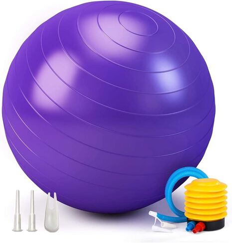 Yoga Exercise Ball, 25in /65cm-Balance Pregnancy Ball with Pump for Stability、Fitness, Heavy Duty Swiss Ball for Pilates, Muscle Training in Gym/Home/Rehabilitation in Kuwait
