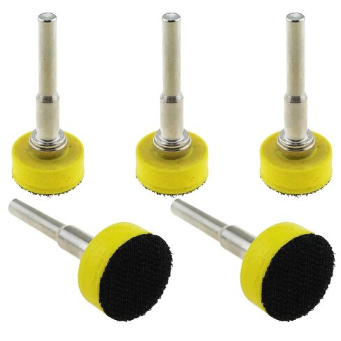 TAODAN 5PCS 1 Inch Hook Loop Wheel Pads with 1/4 Inch Shank Drill Adapter Kit for Grinding and Polishing Metal Wood Rubber Leather Plastic in Kuwait