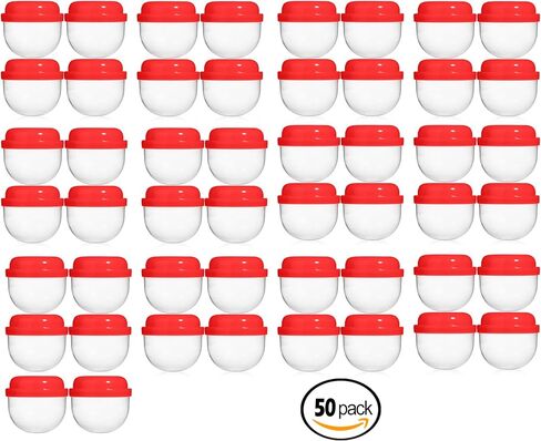 50 كبسولة لآلة البيع باللون الأحمر مقاس 2 بوصة، علب بلوط فارغة لحاويات العلكة، وحوامل الألعاب، وهدايا الحفلات، وأغطية حمراء اللون وأجزاء سفلية شفافة in Kuwait