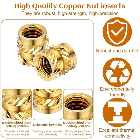 M5 Threaded Insert, 100 Pieces M5 Heat Set Inserts, M5xD7xL6 Threaded Inserts for 3D Printing Components and Plastic Parts, Brass Metric Knurled Nuts in Kuwait