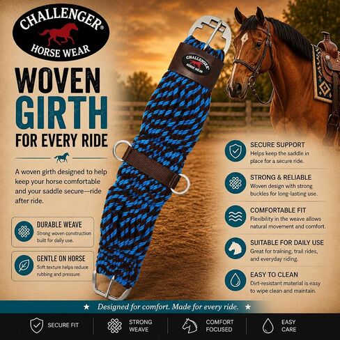 Horse 22" Western 27 Strand Double Weave Two-Tone Mohair Straight Cinch 97RT10-22 in Kuwait