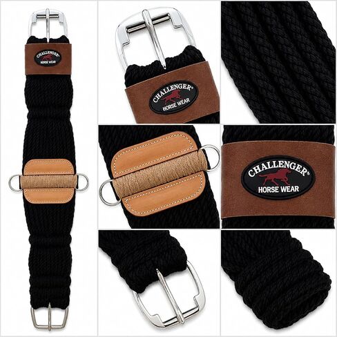 CHALLENGER Western 27-Strand Double Weave Black Mohair Roper Cinch 97RT08 in Kuwait
