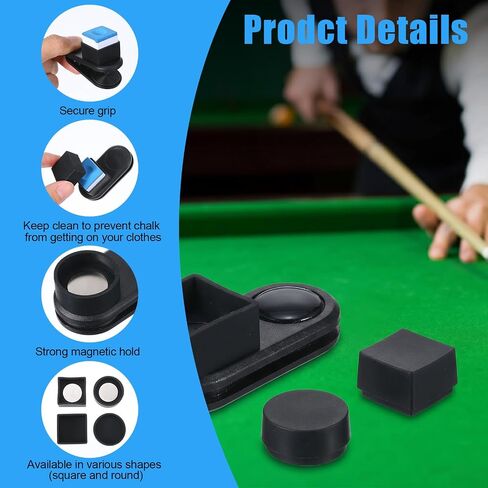 Telooco Pool Chalk Holder with Belt Clip Portable Magnetic Chalk Holder | Black Chalk Holder Pool Billiards Billiard Accessories, 1 Pack in Kuwait
