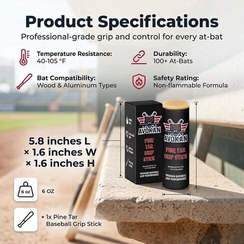 Pine Tar Baseball Grip Stick – Premium Pine Tar Stick for Strong Tack, Long-Lasting Grip & Weather-Resistant Bat Control – Pro Baseball Pine Tar Grip – Pine Tar for Baseball – Bat Grip in Kuwait