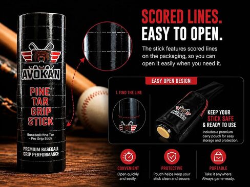 Pine Tar Baseball Grip Stick – Premium Pine Tar Stick for Strong Tack, Long-Lasting Grip & Weather-Resistant Bat Control – Pro Baseball Pine Tar Grip – Pine Tar for Baseball – Bat Grip in Kuwait