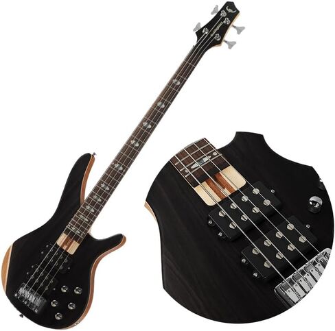 Bullfighter 4-String Electric Bass Guitar, Professional Natural Wood Bass Guitar with Natural Matte Finish, Simple Unpainted Aesthetic DB in Kuwait