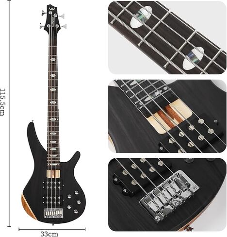 Bullfighter 4-String Electric Bass Guitar, Professional Natural Wood Bass Guitar with Natural Matte Finish, Simple Unpainted Aesthetic DB in Kuwait