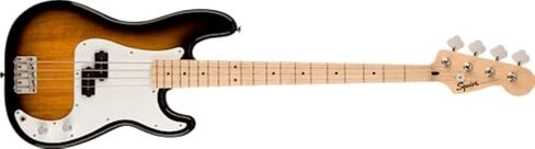 Squier Squier Sonic Precision Bass, 2-Color Sunburst, Maple Fingerboard Bundle with Fender Classic Guitar Picks 12-Pack, 10ft Series Instrument Cable Black, Logo Guitar Strap 2in Black with White in Kuwait