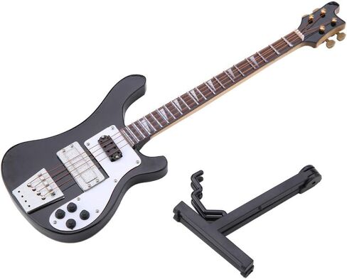 20cm Black Miniature Bass Guitar Replica, 1:4 Scale Instrument Model Ornament for Music Lovers Gift, Home Decor Display with Stand and Case in Kuwait