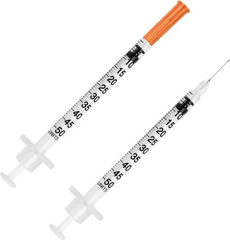 محاقن أنسولين الحيوانات الأليفة من UltiCare VetRx U-100 1/2cc - 1/2cc، 29G x 1/2 بوصة، 100 قيراط، جرعات مريحة ودقيقة، متوافقة مع أي أنسولين بقوة U-100 in Kuwait