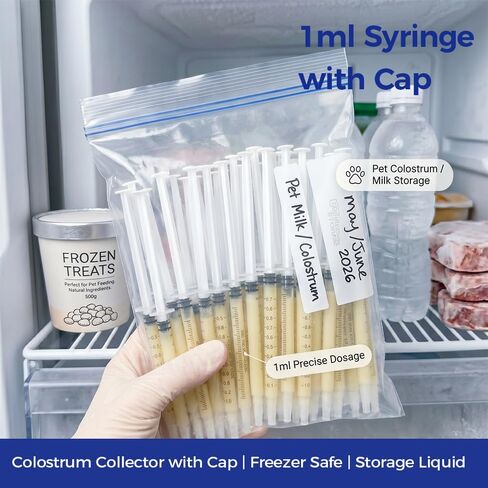 100 Pack 1ml Syringes with Caps 1cc Plastic Small Syringes without Needle, Non-Sterile, for Liquid, Oral, Colostrum in Kuwait