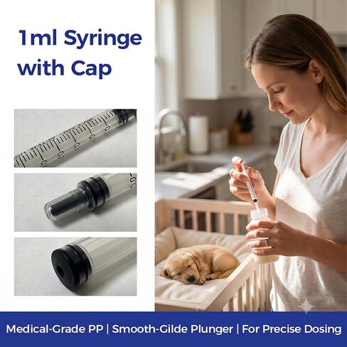 100 Pack 1ml Syringes with Caps 1cc Plastic Small Syringes without Needle, Non-Sterile, for Liquid, Oral, Colostrum in Kuwait