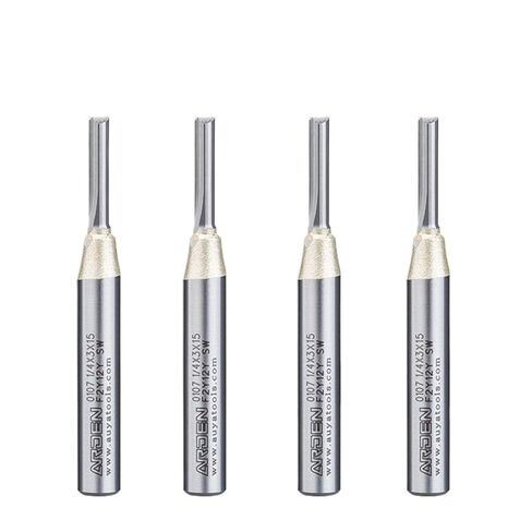 Arden 6.35 مللي متر CNC TCT مستقيم نهاية مطحنة أداة نجارة قاطع كربيد 1/4 عرقوب راوتر بت ل MDF الخشب الرقائقي اللوح فتحة الحفر (T01722) in Kuwait