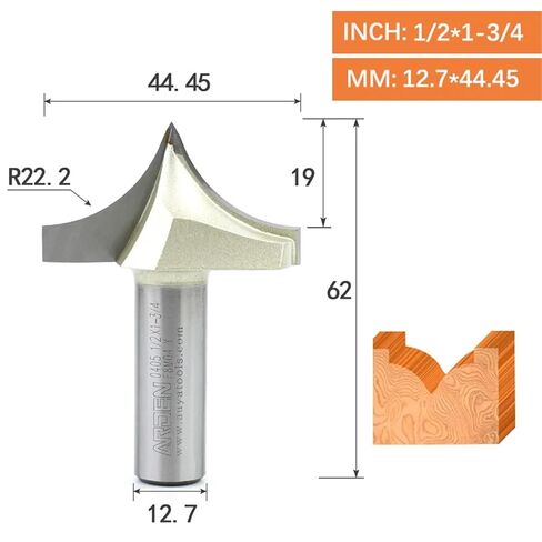 Point Cutting Round Over Bit Carbide Carving Tool Woodworking Tip Arc Edge Milling Cutter MDF Engraving Router Bit(12.7x44.45) in Saudi Arabia