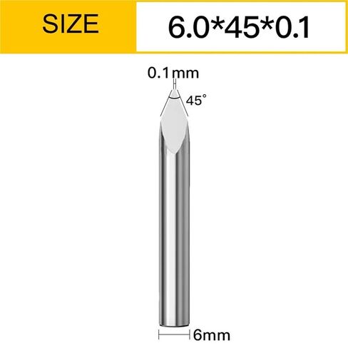 Vsharp 3 Edges 6mm Carbide V-Shape Engraving Bit TriangularMilling Cutter Wood Acrylic PVC Jade Metal CNC Tool Engraving Carving(6x45Deg.x0.1) in Kuwait