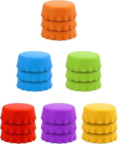 18 PCS Reusable Silicone Bottle Caps, 6 Vibrant Colors for Home Brew, Soft Drinks, Soda Bottles, Wine Bottles & More (Large) in Kuwait