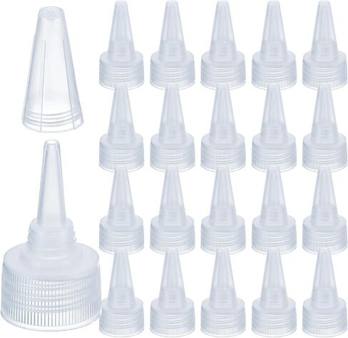 MEETOOT 20PCS PP Plastic Rotary Bottle Caps 20 Teeth Tip Transparent Squeeze Lid Suitable for Flavouring Bonding Painting in Kuwait