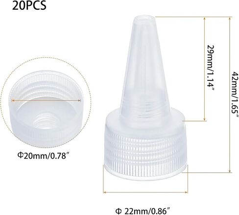 MEETOOT 20PCS PP Plastic Rotary Bottle Caps 20 Teeth Tip Transparent Squeeze Lid Suitable for Flavouring Bonding Painting in Kuwait