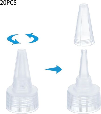 MEETOOT 20PCS PP Plastic Rotary Bottle Caps 20 Teeth Tip Transparent Squeeze Lid Suitable for Flavouring Bonding Painting in Kuwait