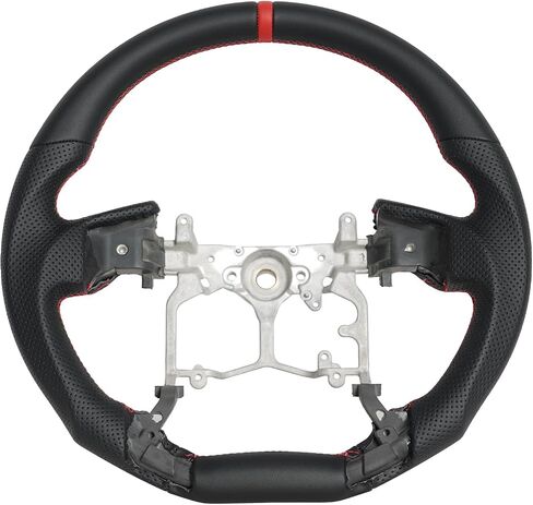 عجلة قيادة من ألياف الكربون - تصميم مسطح من الأسفل لسيارة Toyota Prado LC150 2010-2017/Tundra 2014-2021/Tacoma 2010-2023/4Runner 2010-2024 - قبضة مريحة مع علامة مركزية حمراء in Kuwait