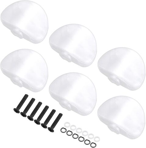 MECCANIXITY 6Pcs Guitar Tuning Pegs Knob Plastic with Black Screws and Washer, White Pearl in Kuwait