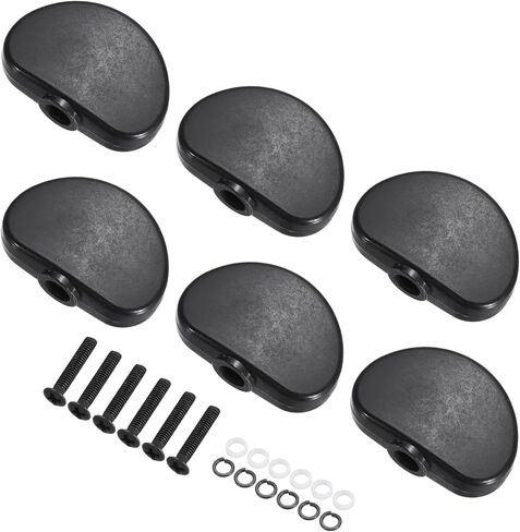 MECCANIXITY 6Pcs Guitar Tuning Pegs Knob Plastic with Black Screws and Washer, Black in Kuwait