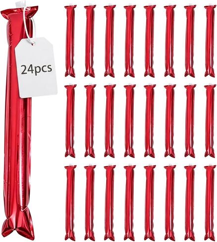 Alipis Thunder Sticks: 24pcs Red Foil Inflatable Cheering Sticks - Metallic Noise Makers for Stadium Fans, School Rallies & Summer Games 23. 6 Inch in Kuwait