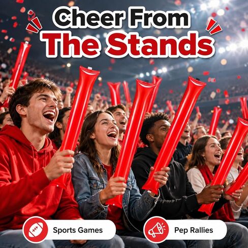 Zerodeko 24 Pcs Sticks, Boom Noisemakers for Sports Games | Inflatable cheer sticks for football, basketball, school spirit, team rallies, parties and game day events in Kuwait