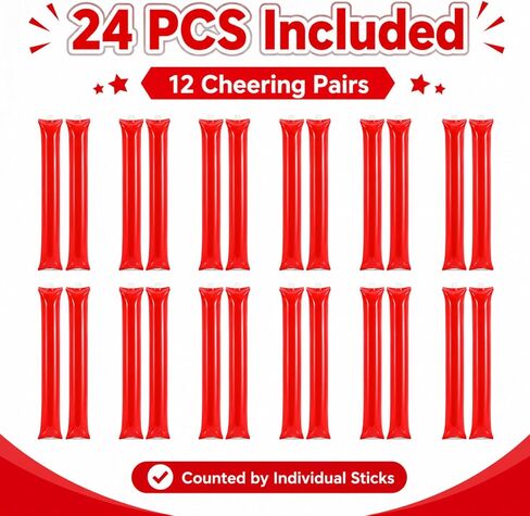 Zerodeko 24 Pcs Sticks, Boom Noisemakers for Sports Games | Inflatable cheer sticks for football, basketball, school spirit, team rallies, parties and game day events in Kuwait