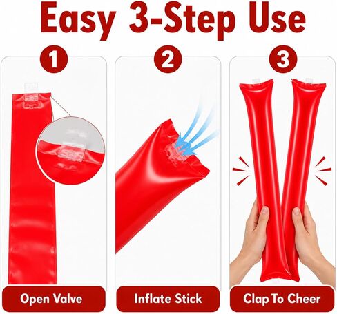 Zerodeko 24 Pcs Sticks, Boom Noisemakers for Sports Games | Inflatable cheer sticks for football, basketball, school spirit, team rallies, parties and game day events in Kuwait