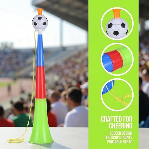 Homoyoyo 4pcs Telescopic Soccer Stadium Horns, Extendable Plastic Cheering Trumpets, Loud Noise Makers for Sports Games, Football Matches, Team Events, Parties And Fan Celebration Supplies in Kuwait