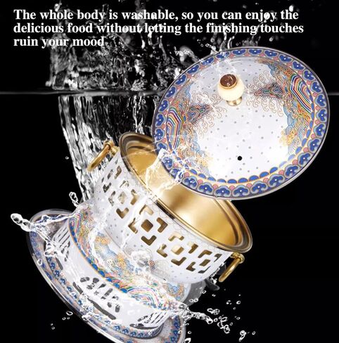 Chafing Dishes Single Person Small Hot Pot Cloisonne Copper Hot Pot,Commercial Household Cooking Pot,Anti Scalding Handle,B in Kuwait