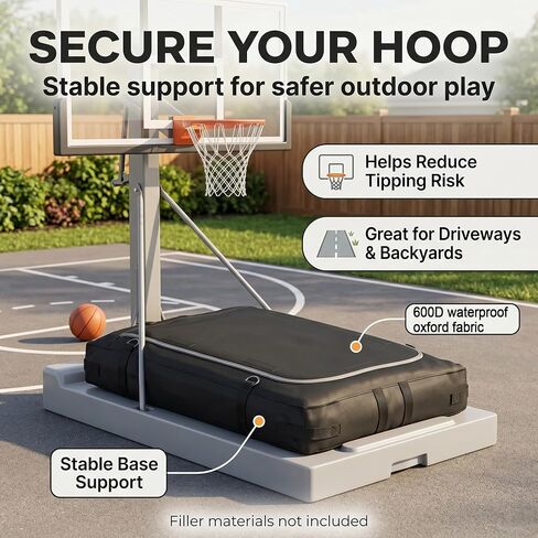 Basketball Hoop Sandbag, Weighted Base Anchor Bag for Portable Hoop Base | Heavy-duty Oxford fabric bag helps stabilize portable basketball hoop bases for driveway and backyard use. Bag only; in Kuwait