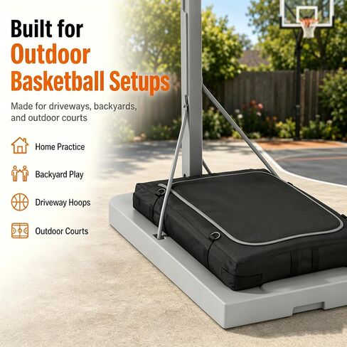 Basketball Hoop Sandbag, Weighted Base Anchor Bag for Portable Hoop Base | Heavy-duty Oxford fabric bag helps stabilize portable basketball hoop bases for driveway and backyard use. Bag only; in Kuwait