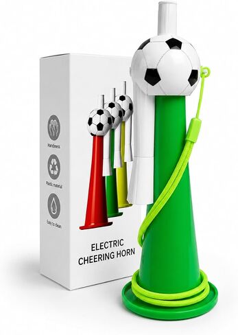 Electric Cheering Horn for Soccer Fans, Built-in Electronic Speaker for Long-Lasting World Cup Cheering, Portable Stadium Noise Maker, Perfect for Football Fans, Outdoor Sports Events in Saudi Arabia
