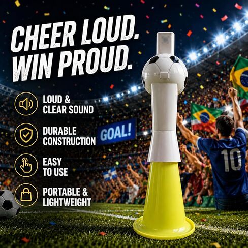 بوق تشجيع كهربائي لعشاق كرة القدم، مكبر صوت إلكتروني مدمج لتشجيع كأس العالم يدوم طويلاً، صانع ضوضاء محمول في الاستاد، مثالي لمحبي كرة القدم، والأحداث الرياضية الخارجية in Kuwait
