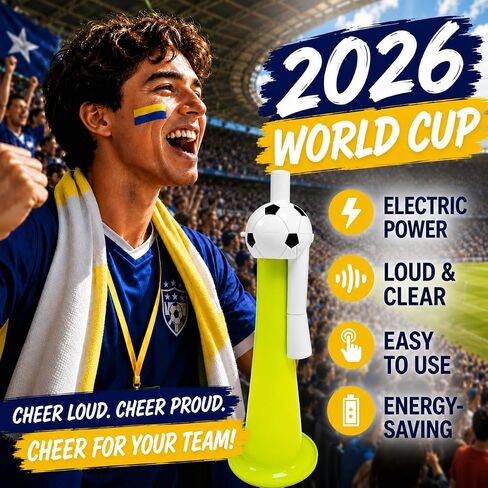 بوق تشجيع كهربائي لعشاق كرة القدم، مكبر صوت إلكتروني مدمج لتشجيع كأس العالم يدوم طويلاً، صانع ضوضاء محمول في الاستاد، مثالي لمحبي كرة القدم، والأحداث الرياضية الخارجية in Kuwait