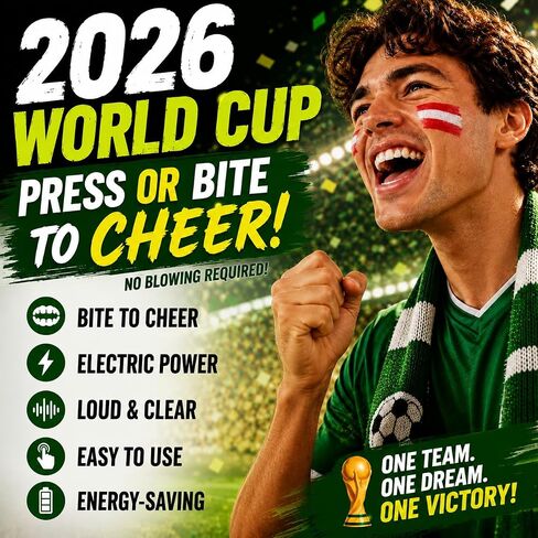 بوق تشجيع كهربائي لعشاق كرة القدم، مكبر صوت إلكتروني مدمج لتشجيع كأس العالم يدوم طويلاً، صانع ضوضاء محمول في الاستاد، مثالي لمحبي كرة القدم، والأحداث الرياضية الخارجية in Kuwait