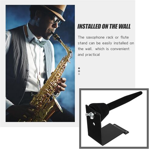 Alasum Black Flute and Saxophone Wall Mount Holder Stand with Iron and Plastic Material, Convenient and Practical Musical Instrument Bracket Protecting Instruments from Marks for Music in Kuwait